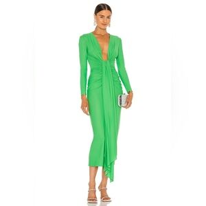 SOLACE London Lorena Midi Dress in Bright Green